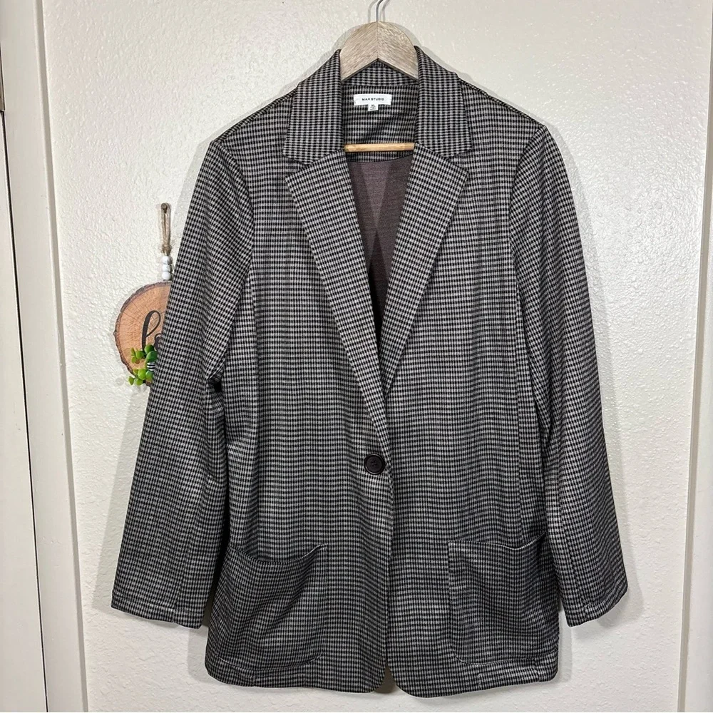 Max Studio Houndstooth Single Button Blazer Size XL